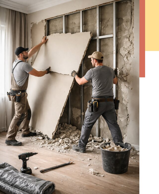 Демонтаж гипсокартона со стен в Биробиджане от 355 руб. — услуги демонтажа | ОТДЕЛОЧНИК-Брб