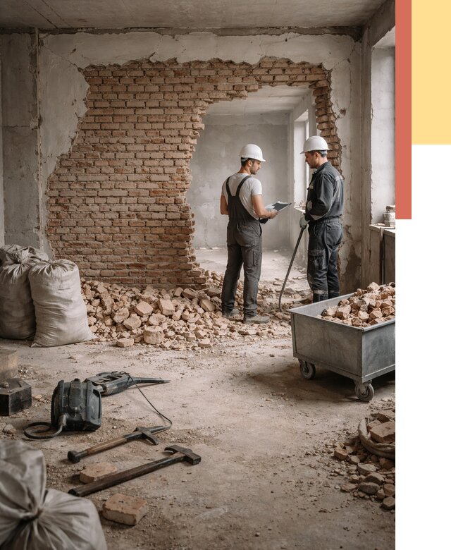 Демонтаж кирпичных стен в Биробиджане от 4258 руб. — быстро, недорого, под ключ | ОТДЕЛОЧНИК-Брб