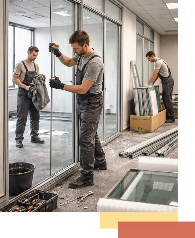 Демонтаж стеклянных перегородок в Биробиджане быстро и безопасно