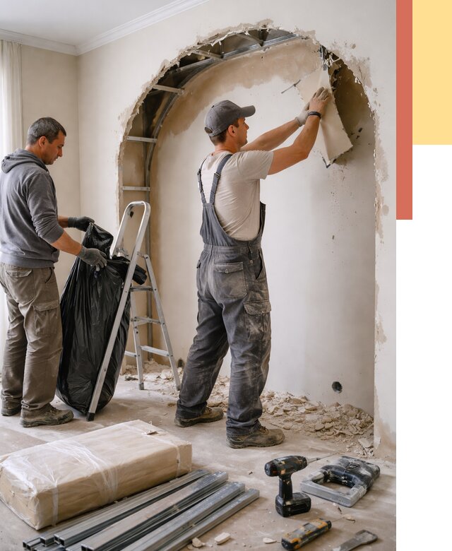 Демонтаж арки из гипсокартона в Биробиджане от 3548 руб. — услуги под ключ | ОТДЕЛОЧНИК-Брб