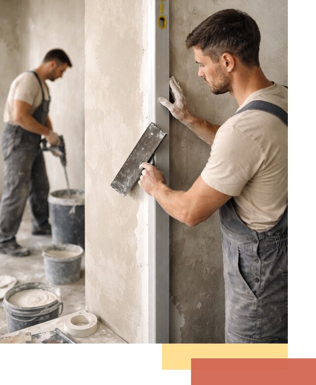 Выведение углов стен в Биробиджане: монтаж и оштукатуривание