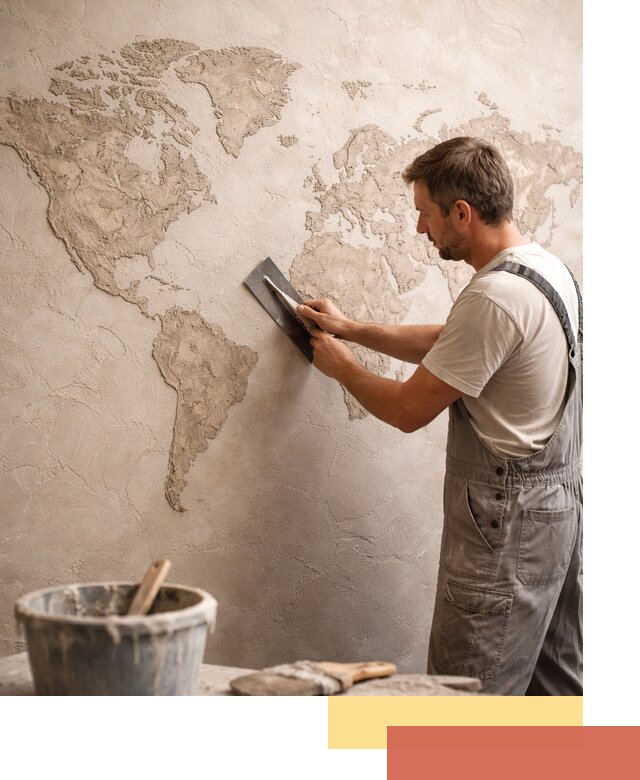 Декоративная штукатурка «Карта мира» под ключ в Биробиджане