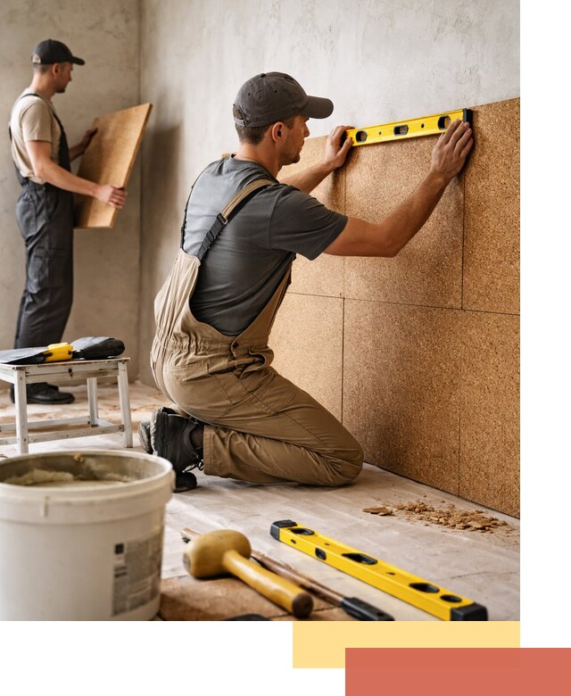 Монтаж пробковых панелей на стены в Биробиджане быстро и качественно