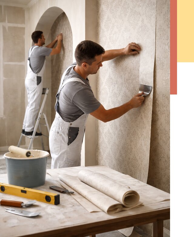 Поклейка обоев на сложные стены в Биробиджане от 2839 руб. под ключ | ОТДЕЛОЧНИК-Брб