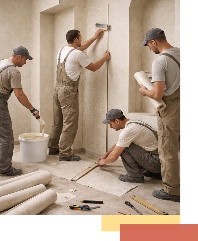 Поклейка обоев на сложные стены и неровные поверхности в Биробиджане