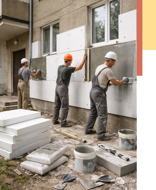 Утепление стен пенопластом в Биробиджане от 1774 руб. — недорого и под ключ | ОТДЕЛОЧНИК-Брб