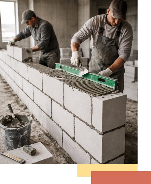 Кладка перегородок из газобетона в Биробиджане быстро и качественно