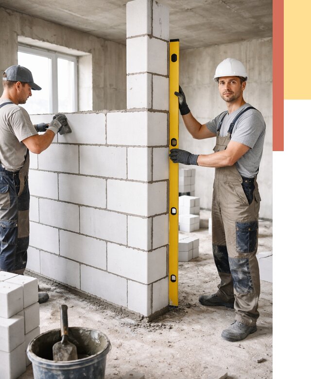 Кладка перегородок из пеноблока в Биробиджане от 1825 руб. под ключ | ОТДЕЛОЧНИК-Брб