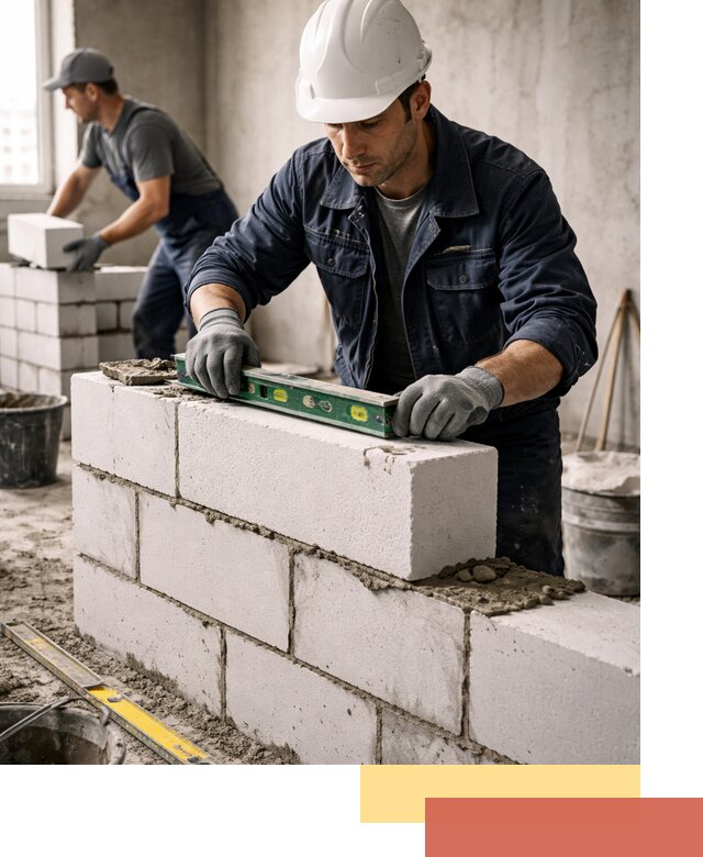 Кладка перегородок из пеноблока под ключ в Биробиджане