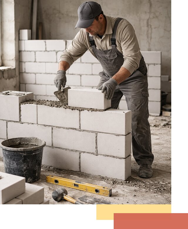 Кладка перегородок из силикатного блока в Биробиджане