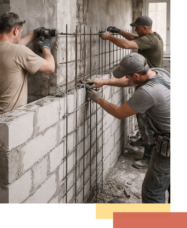 Армирование кладки перегородок в Биробиджане профессионально и надёжно
