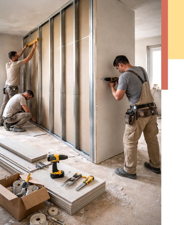 Монтаж однослойной перегородки из гипсокартона в Биробиджане от 659 руб. | ОТДЕЛОЧНИК-Брб