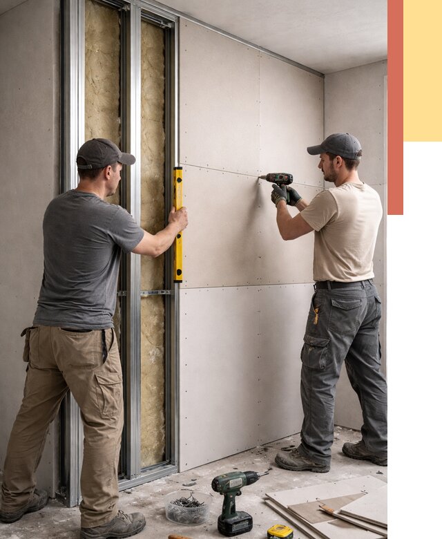 Монтаж двухслойной перегородки из гипсокартона в Биробиджане от 1470 руб. | ОТДЕЛОЧНИК-Брб