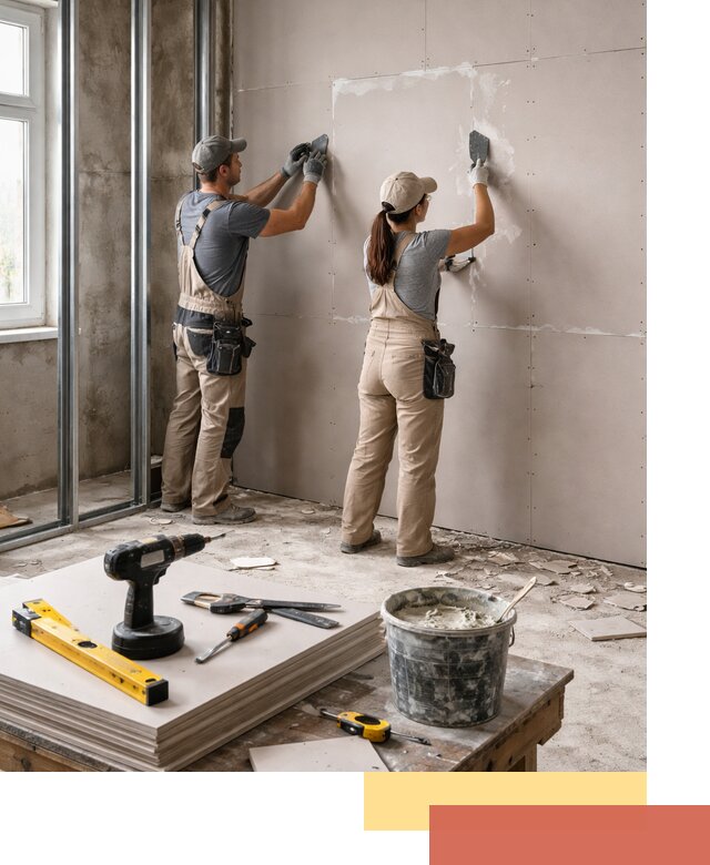 Монтаж двухслойной перегородки из гипсокартона в Биробиджане