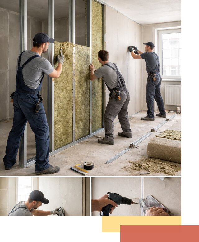 Перегородка из гипсокартона с шумоизоляцией в Биробиджане — монтаж под ключ