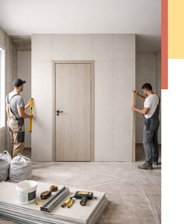 Перегородка из гипсокартона с дверью в Биробиджане от 4562 руб. под ключ | ОТДЕЛОЧНИК-Брб