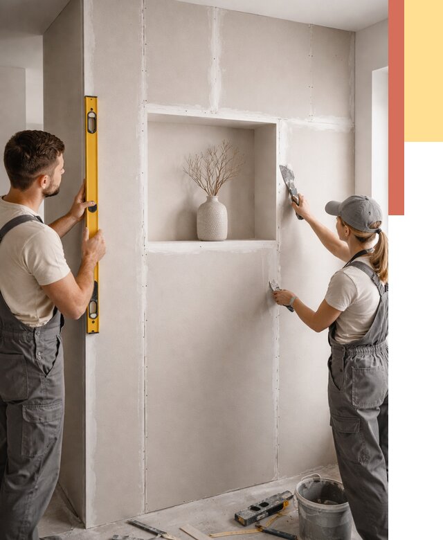 Перегородка из гипсокартона с нишей в Биробиджане от 3295 руб. под ключ | ОТДЕЛОЧНИК-Брб