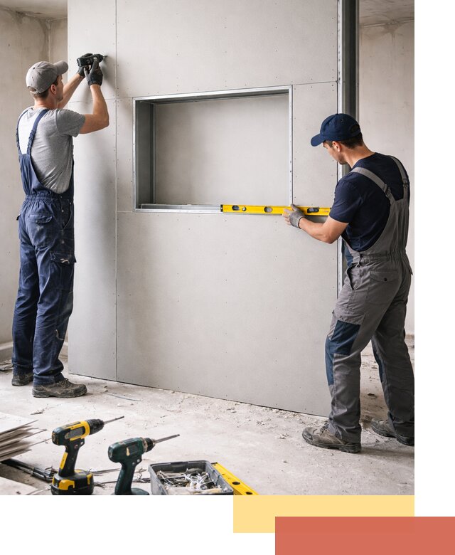 Перегородка из гипсокартона с нишей под декор в Биробиджане