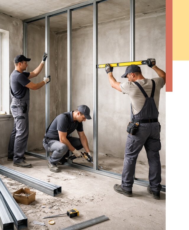 Монтаж каркаса перегородки из профиля в Биробиджане от 760 руб. | ОТДЕЛОЧНИК-Брб