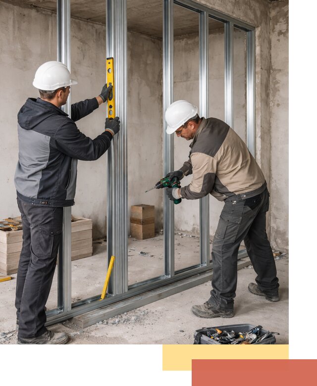 Монтаж каркаса перегородки из профиля в Биробиджане