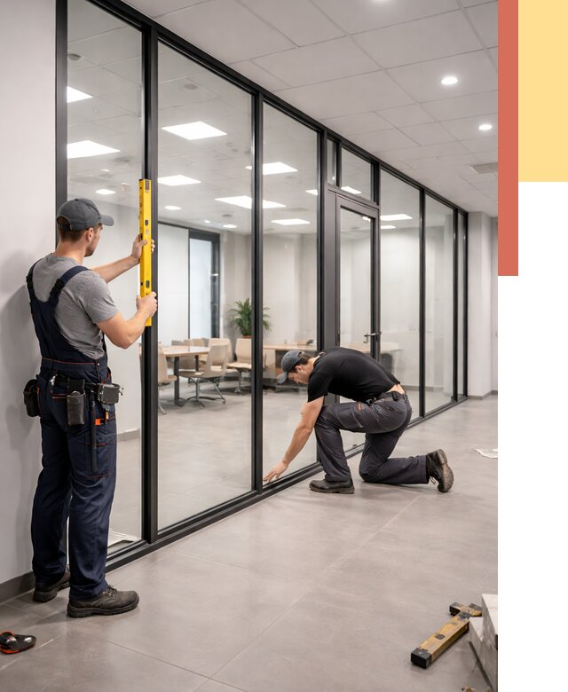 Каркасные стеклянные перегородки в Биробиджане под ключ от 9327 руб. | ОТДЕЛОЧНИК-Брб