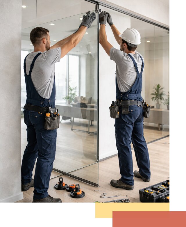 Безрамные стеклянные перегородки под ключ в Биробиджане