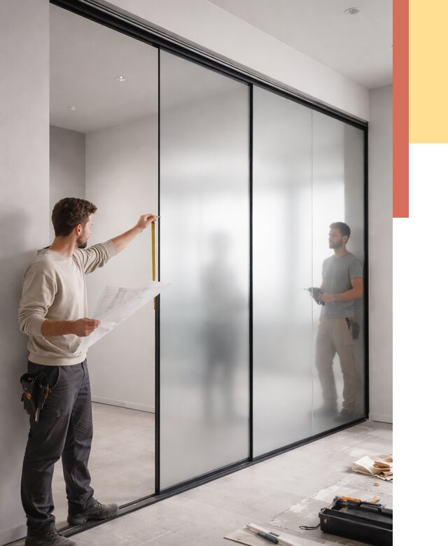 Матовые стеклянные перегородки в Биробиджане от 8617 руб. — монтаж и установка | ОТДЕЛОЧНИК-Брб