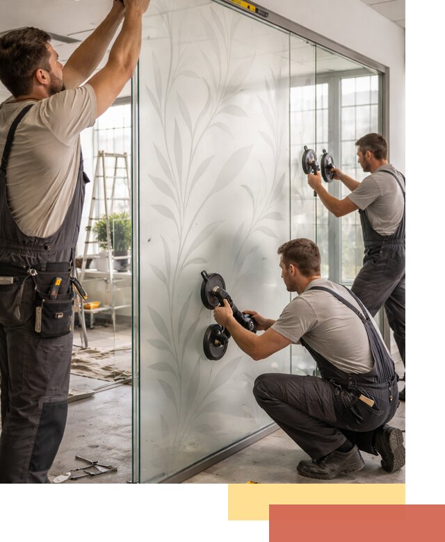 Стеклянные перегородки с рисунком на заказ в Биробиджане