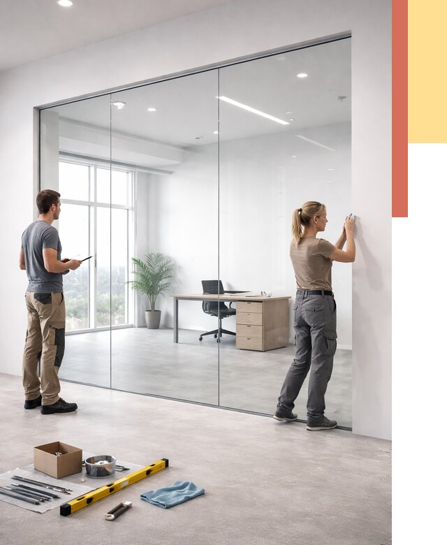 Перегородки из закаленного стекла в Биробиджане от 9631 руб. под ключ | ОТДЕЛОЧНИК-Брб