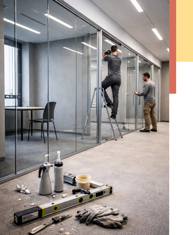 Стеклянные офисные перегородки в Биробиджане от 8617 руб. — монтаж и установка | ОТДЕЛОЧНИК-Брб