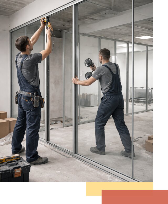 Алюминиевые перегородки со стеклом в Биробиджане — изготовление и монтаж