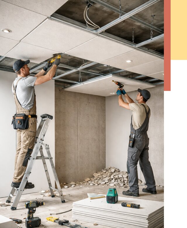 Монтаж акустического потолка в Биробиджане от 6590 руб/м2 — быстро и недорого | ОТДЕЛОЧНИК-Брб