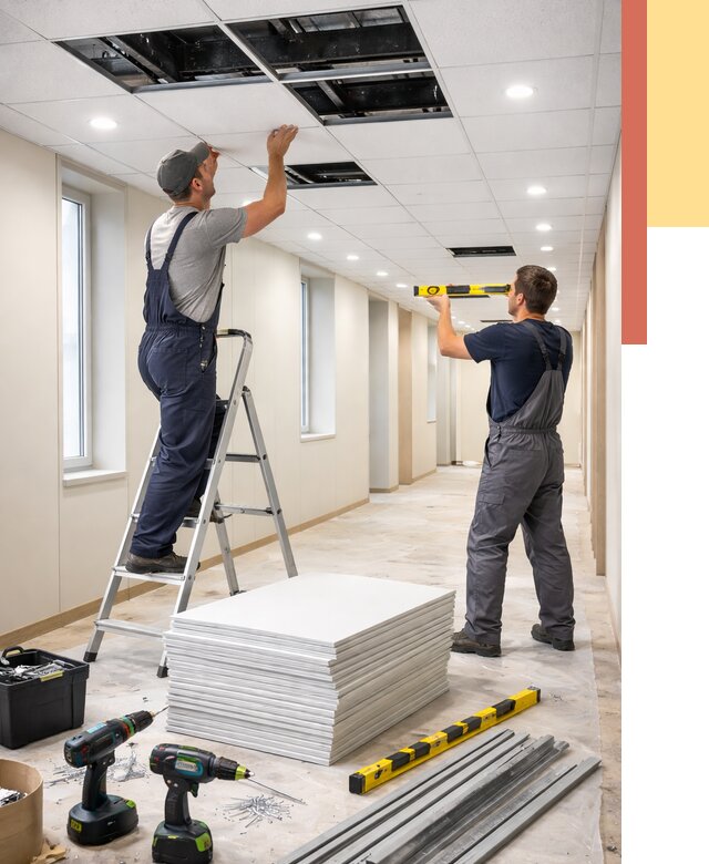 Ремонт потолка Армстронг в Биробиджане от 4562 руб. — быстро и недорого | ОТДЕЛОЧНИК-Брб