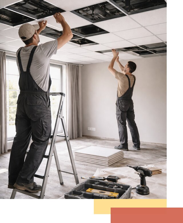 Замена плит подвесного потолка в Биробиджане быстро и качественно