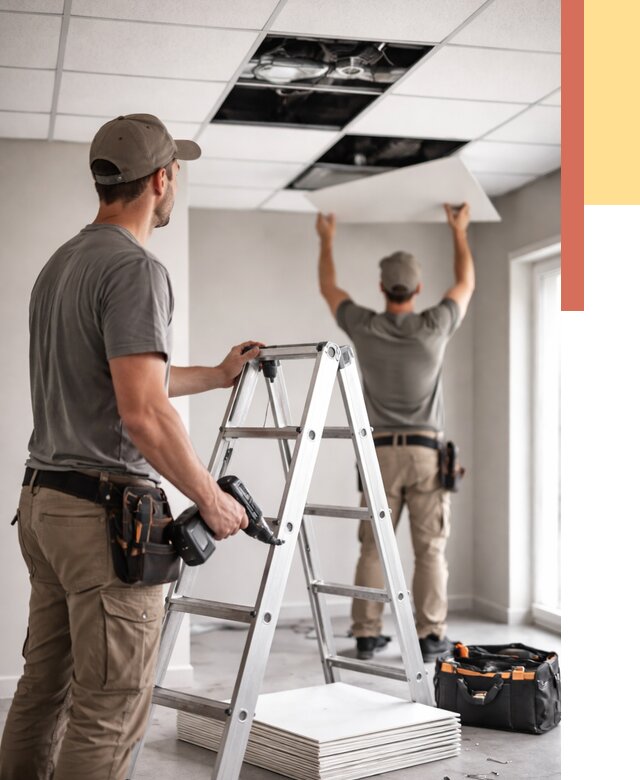 Обслуживание подвесного потолка в Биробиджане от 3548 руб. — быстро и недорого | ОТДЕЛОЧНИК-Брб