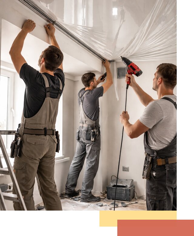 Монтаж глянцевого натяжного потолка в Биробиджане быстро и качественно