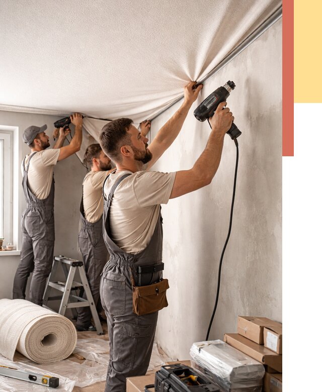 Монтаж фактурного натяжного потолка в Биробиджане от 760 руб. — ОТДЕЛОЧНИК-Брб