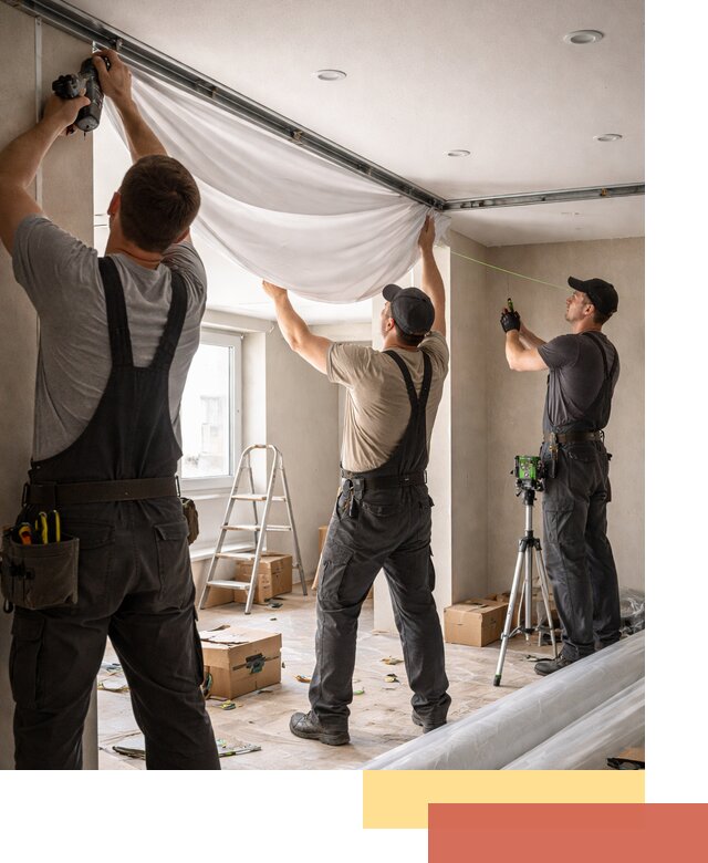 Монтаж парящего натяжного потолка под ключ в Биробиджане