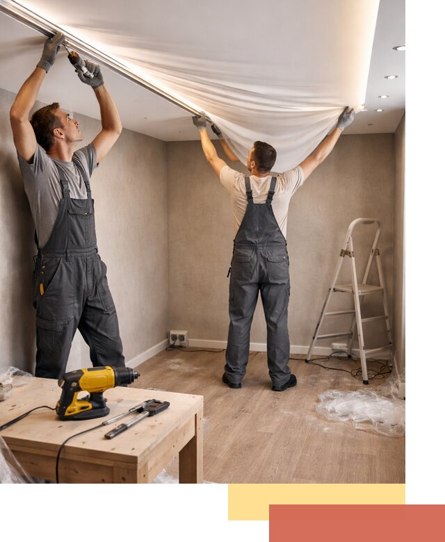 Монтаж натяжного потолка с подсветкой в Биробиджане цена и сроки