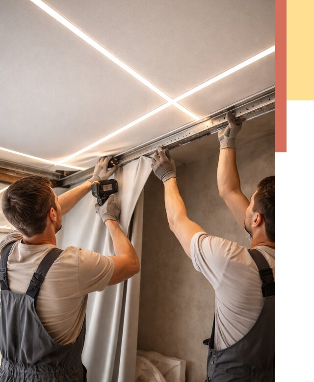 Монтаж натяжного потолка со световыми линиями в Биробиджане от 1217 руб. | ОТДЕЛОЧНИК-Брб