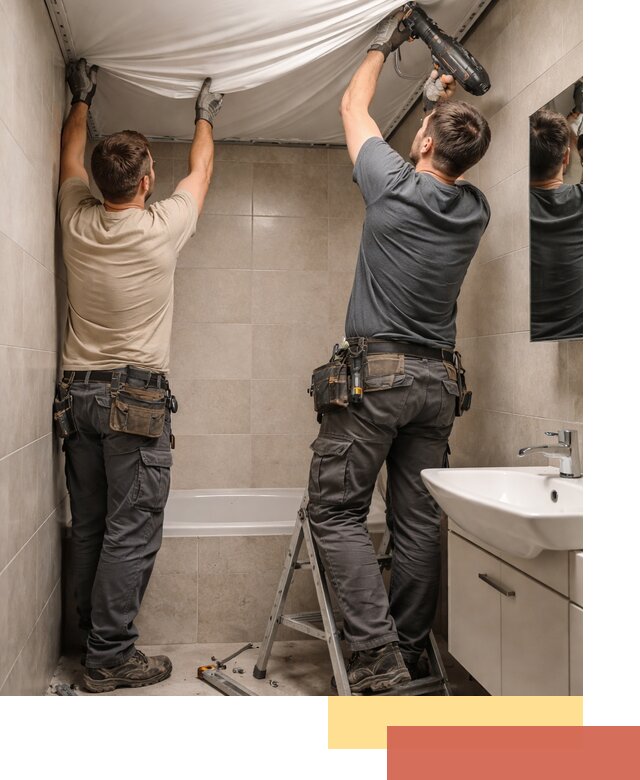 Монтаж натяжного потолка в ванной в Биробиджане быстро и качественно