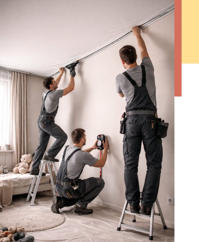 Монтаж натяжного потолка в детской в Биробиджане от 3548 руб. — быстро и недорого | ОТДЕЛОЧНИК-Брб