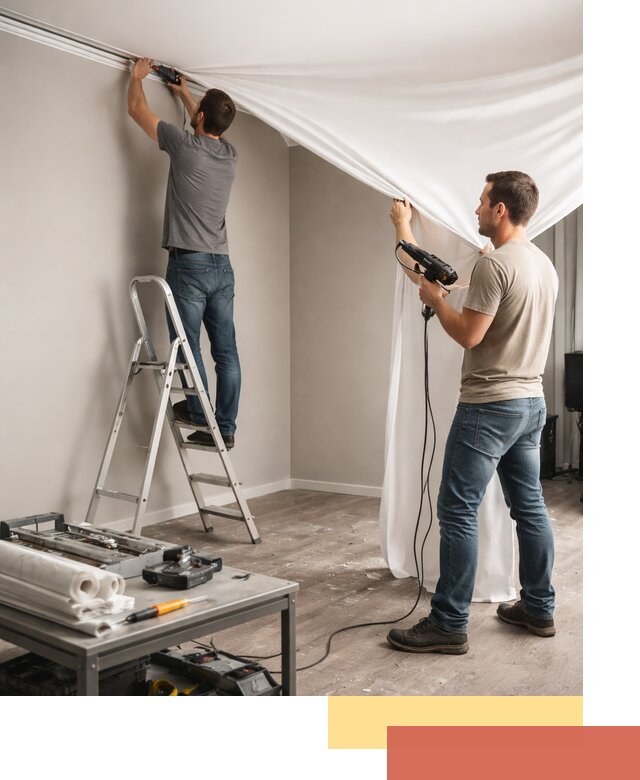 Монтаж натяжного потолка в студии в Биробиджане