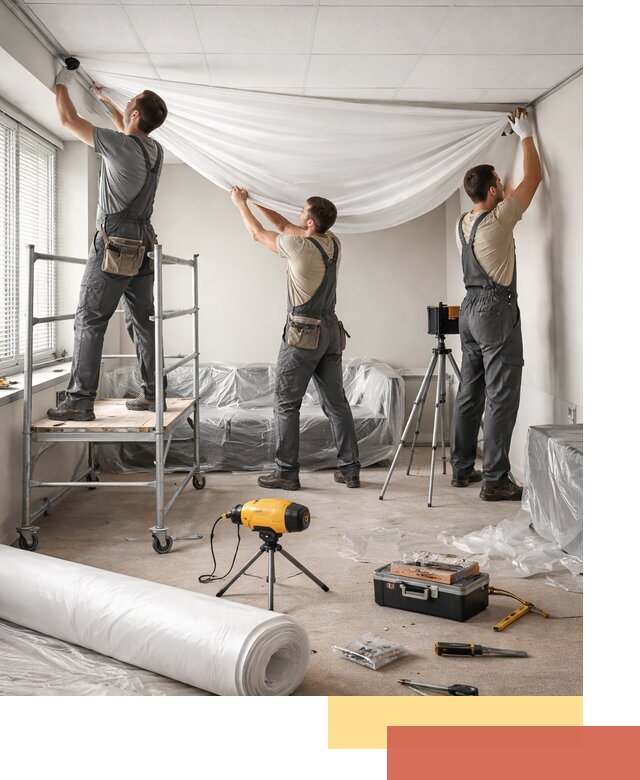 Монтаж натяжного потолка в офисе в Биробиджане