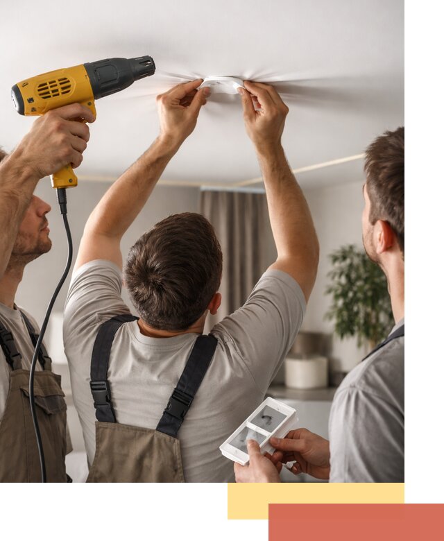 Ремонт прокола полотна натяжного потолка в Биробиджане