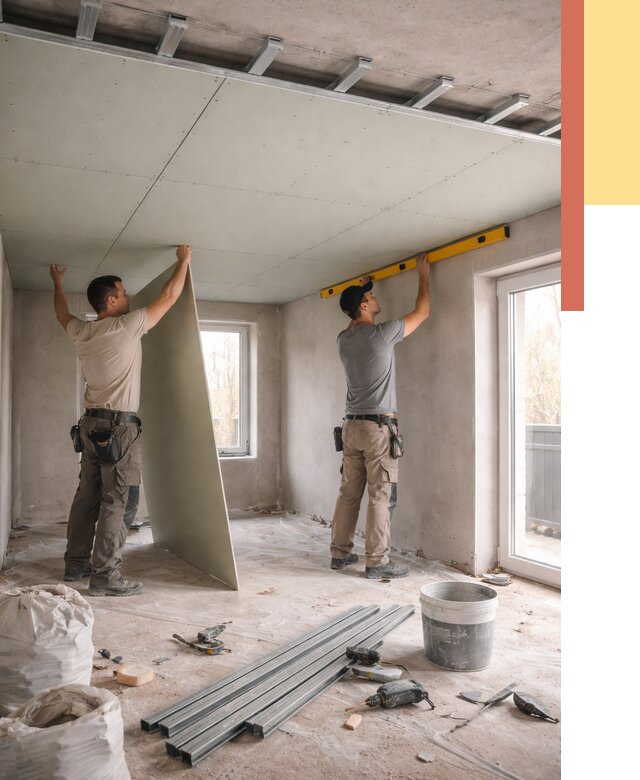 Одноуровневый потолок из гипсокартона в Биробиджане от 760 руб. — монтаж под ключ | ОТДЕЛОЧНИК-Брб