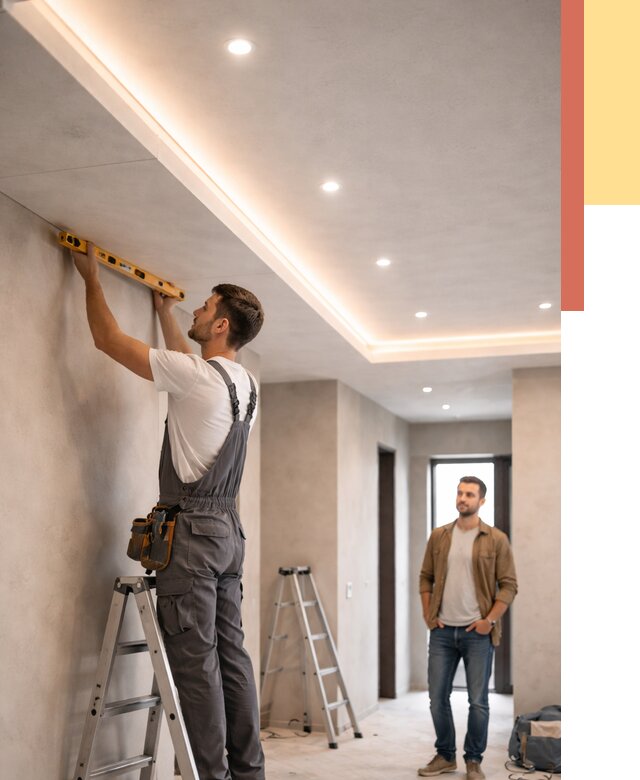 Потолок из гипсокартона с подсветкой в Биробиджане от 760 руб./м2 под ключ | ОТДЕЛОЧНИК-Брб