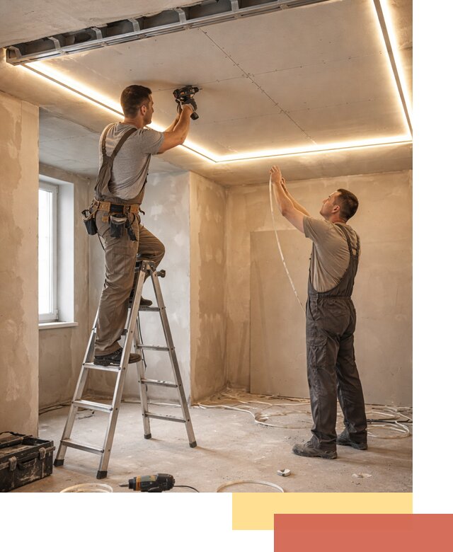 Потолок из гипсокартона с подсветкой в Биробиджане