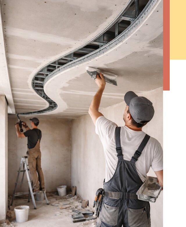 Криволинейный потолок из гипсокартона в Биробиджане от 2129 руб./м2 | ОТДЕЛОЧНИК-Брб