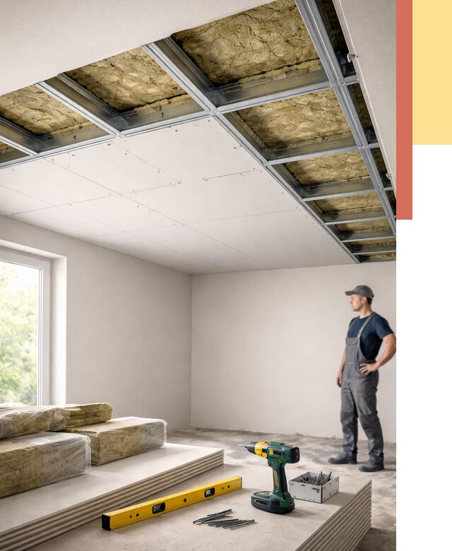 Звукоизоляция потолка ГКЛ в Биробиджане от 963 руб. — монтаж под ключ | ОТДЕЛОЧНИК-Брб